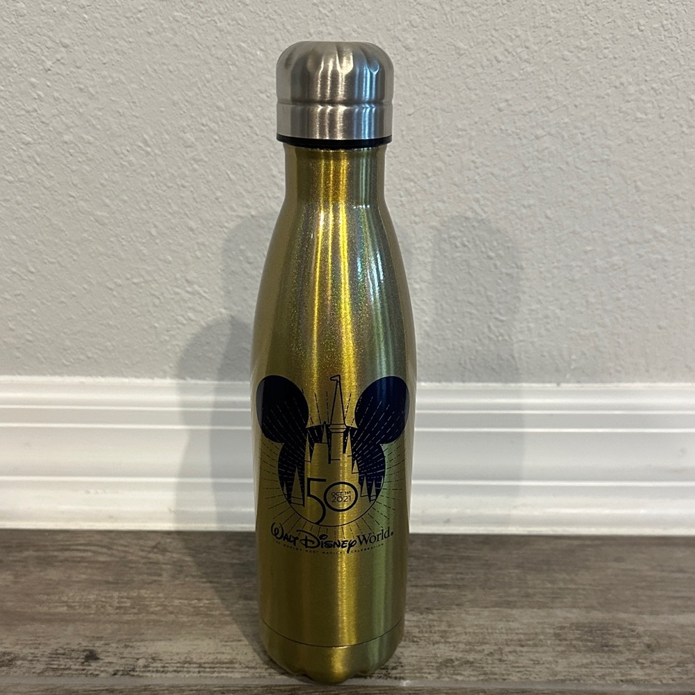 Disney Metallic Gold & Silver 50th Anniversary Water Bottle